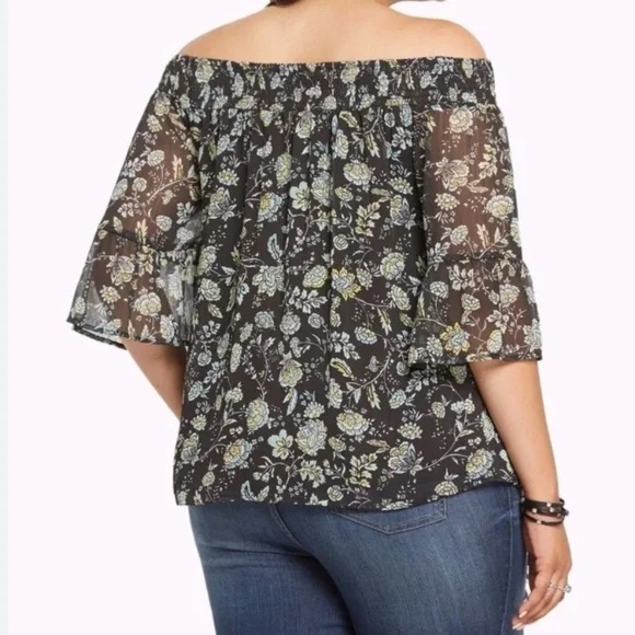 Torrid Off The Shoulder Chiffon Floral Blouse - Picture 2 of 6
